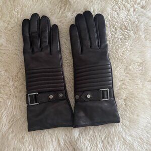 AMATO LAMBSKIN GLOVES, BLACK, SIZE MEDIUM